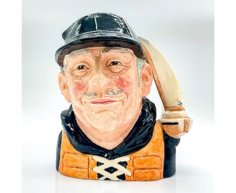 Orange life jacket, dark blue and white cap and jersey; sail boat handle. Royal Doulton backstamp.This item has no reserve. A
