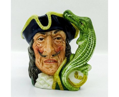 Style One, crocodile and clock handle. Blue tricorn trimmed with yellow; green coat trimmed with yellow; white ruffles at the