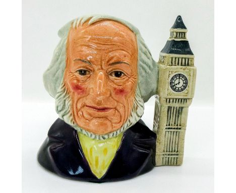 Variation One, Big Ben is at Eight O'clock. Black coat with purple collar; lemon cravat; Big Ben is light brown.To honor John