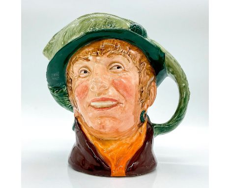 Green hat, brown coat, yellow scarf.Arriet is a coster of costermonger, a cockney woman who sold fruits and vegetable from a 