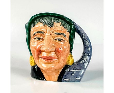 Style One, signs of the zodiac handle. Green scarf around head; black shawl; purple handle.Royal Doulton backstamp. Artist: G