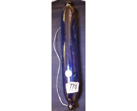 BLUE GLASS ROLLING PIN. Blue coloured glass rolling pin  L ~ 39cm 