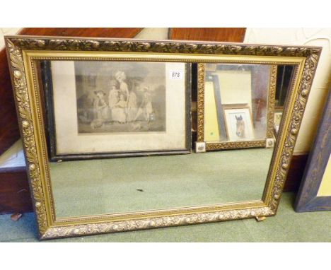 GILT FRAMED MIRROR. Gilt framed modern hall mirror, 61 x 87cm