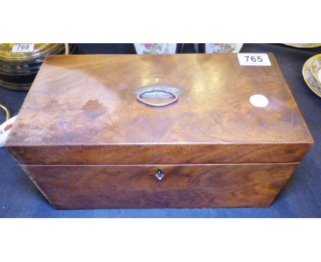 WALNUT TEA CADDY. Walnut tea caddy with fitted handle to top, 15 x 29cm