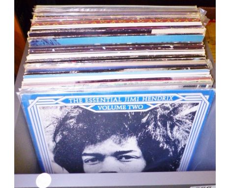QUANTITY OF ROCK RECORDS. Fifty rock and pop 33rpm records including Jimi Hendrix, Rush and T Rex