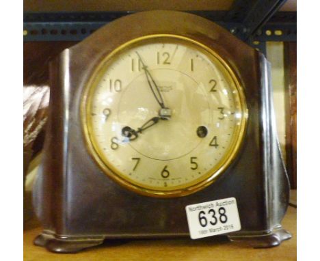 CHIMING BAKELITE CLOCK. Gong chiming bakelite mantel clock by Smiths, Enfield
