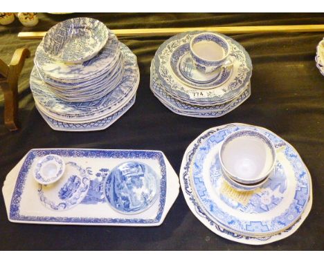 BLUE AND WHITE CERAMICS. Mixed blue and white ceramics including Royal Worcester