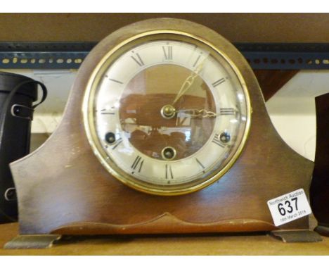BENTIMA MANTEL CLOCK. Bentima oak cased Westminster chime mantel clock