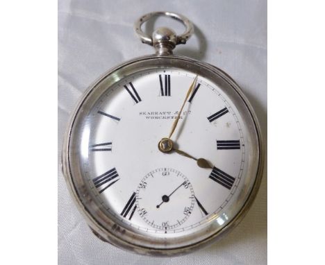 SILVER POCKET WATCH. Skarrat &amp; Co Worcester English lever hallmarked silver pocket watch