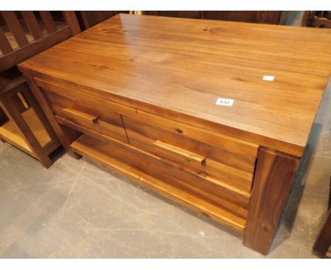 Low coffee table with top drawer and bottom shelf