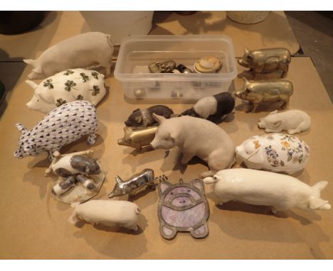 Large collection of pigs brass and ceramic