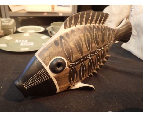 Ceramic model of a fish marked Ambleside  CONDITION REPORT: One of the lower fins has been reglued - no other damage 