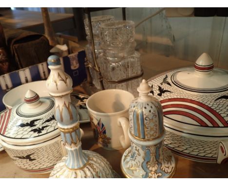 Collection of mixed items including carriage clock camera and ceramics