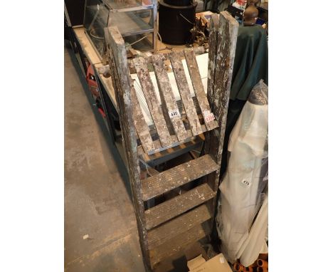Pair of wooden step ladders four step and platform 