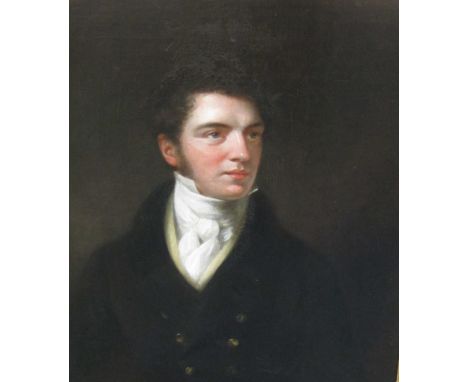 CIRCLE OF THEOPHILUS CLARKE (fl. c.1776-1832) Portrait of a Gentleman half-length, wearing a dark coat and white cravat oil o