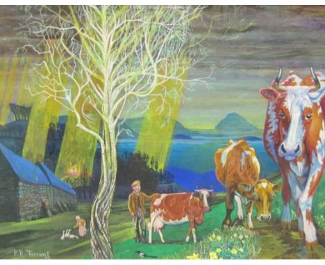 ‡PETER R. TARRANT (Contemporary) On a Farmstead signed ‘P.R. Tarrant’ (lower left) oil on board 14 1/2 x 19in (36.8 x 48.3cm)