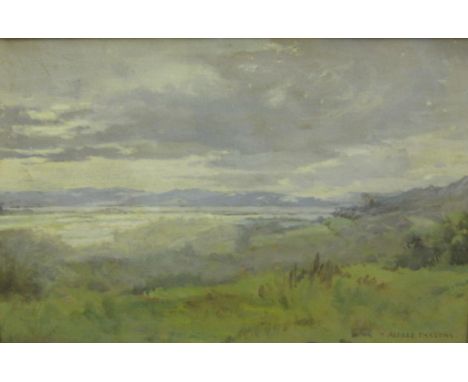ALFRED WILLIAM PARSONS, R.B.A. (1847-1920) An Extensive Coastal Landscape with distant hills watercolour and gouache  9 x 13i