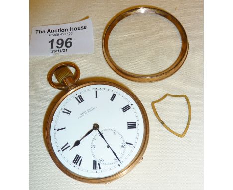9ct gold pocket watch marked as Kemp Bros. to enamel face (A/F), total weight 43g.