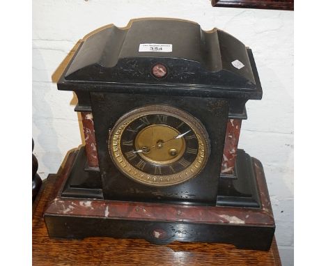 Victorian slate and marble mantle clock with French movement