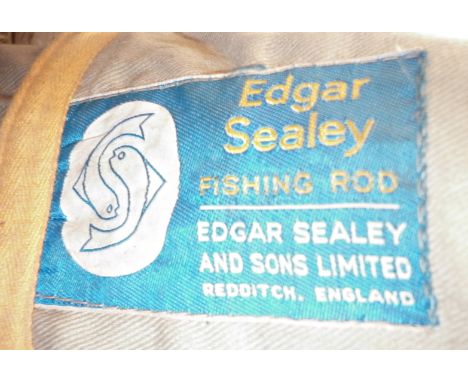 An Edgar Sealey Black Arrow three-part float rod and a Gemko coarse fishing rod with bags