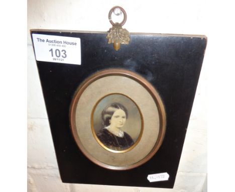 19th c. portrait miniature of a woman