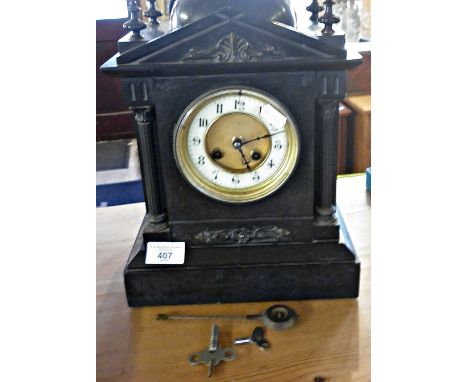 Fine Victorian slate mantle clock with French movement