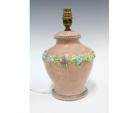 Art pottery floral table lamp, 28cm 