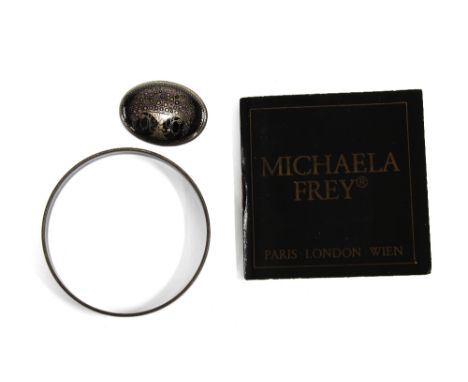 Michaela Frey, Austrian black enamel bangle and brooch (2) 