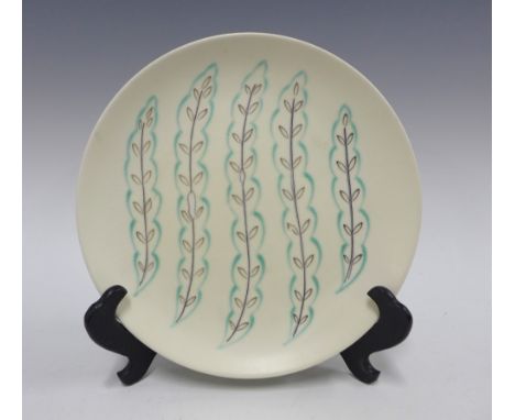 Mid Century Poole pottery Feather Drift plate, 23cm 