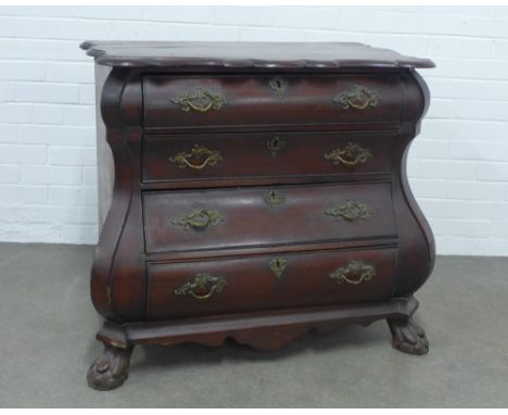Dutch mahogany bombe commode, 100 x 82 x 56cm. (top a/f) 