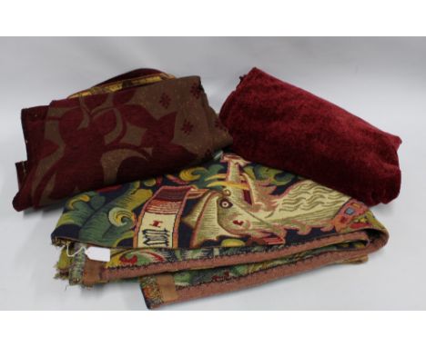 A tapestry panel, 190 x 120 cm and two vintage tablecloths (3) 