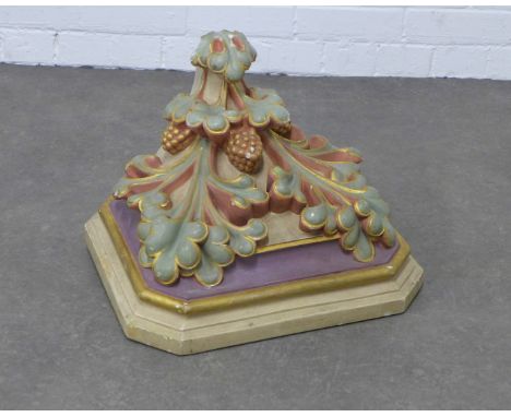 Gothic Revival painted plaster wall bracket, 44 x 33 x 37cm.