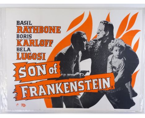 Son of Frankenstein - Starring Boris Karloff and Bela Lugosy (Universal 1950's re-release) British quad film poster, 30x40'  