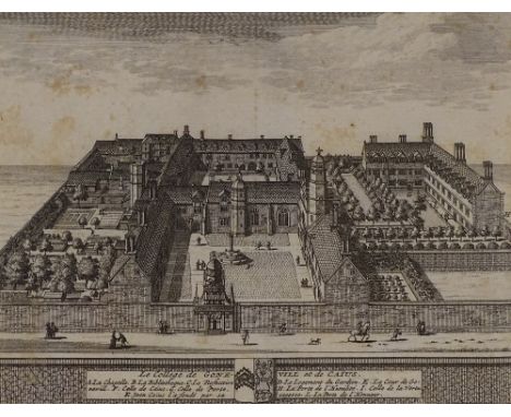 Engraving, portrait of Thomas Hope Miles of Trinity College, 10" x 8" and an Antique engraving of Gonville College, 5" x 6" f