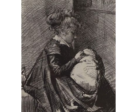 Albert de Belleroche (1864-1944), Lithograph "Le Crucuse" -  the stitcher, signed in pencil, 10" x 12", framed

Good conditio