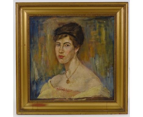 C G Loane, early 20th century, Irish portrait of young lady, signed and dated '19, 15.5" x 15.5", framed with Dublin framing 