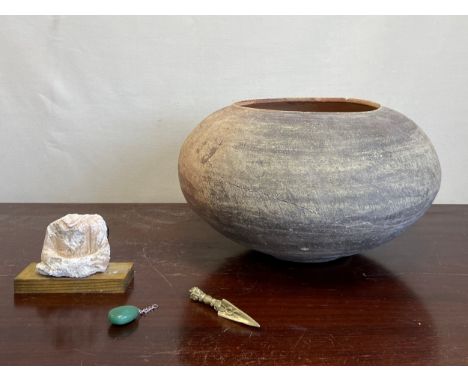 A mixed collection to include a large Indus Valley style&nbsp;hand painted terracotta vase of compressed ovoid form along wit