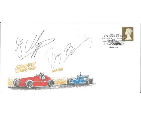 Formula One R Barichello and J Verstappen signed 1998 Silverstone Golden Jubilee Motor Racing cover. Good Condition. We combi