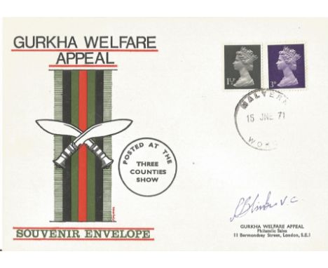 Rambahadur Limbu VC signed on 1971 Gurkha Welfare Appeal cover. Limbu was 26 years old, and was a lance corporal in the 2nd B