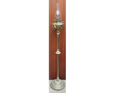 A Victorian brass standard oil lamp