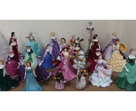 A collection of Royal Worcester, Royal Doulton and other porcelain figures of ladies in ball gowns