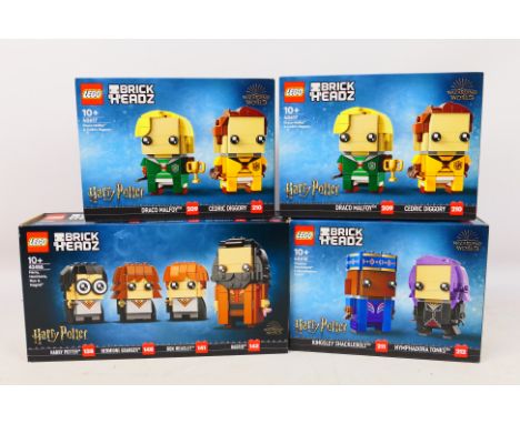 Lego - Four boxed factory sealed Lego 'Harry Potter Brick Headz'. Lot consists of #40617 Draco Malfoy & Cedric Diggory (x2); 