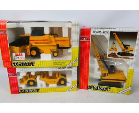Joal - 3 x 1/42 scale Compact diecast construction vehicles to include #225 Digging Crane, 219 Cat 631D and #240 TX-34 Combin