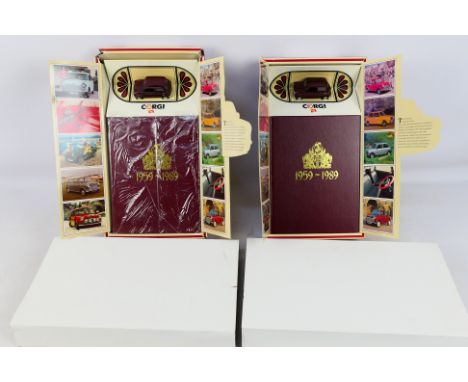 Corgi - A pair of 30th Anniversary Mini sets. Both appear to be in excellent condition containing a mini diecast model and a 