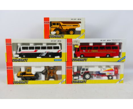 Joal - 5 Compact 1/50 scale diecast vehicles. Includes #252 Pulverizer Tractor, #253 Tractor Cat Challenger 65, #228 Volvo BM