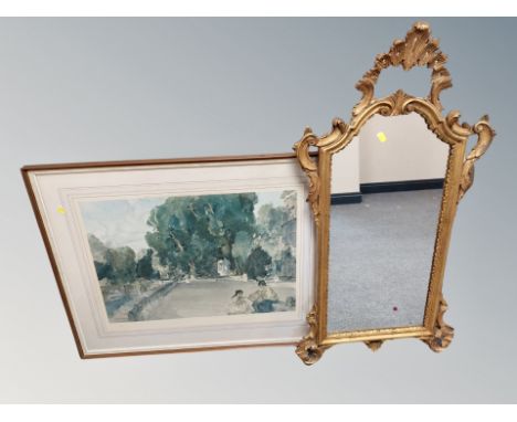 A 19th century gilt and gesso mirror together with a limited edition print after SIr William Russell Flint 524/650