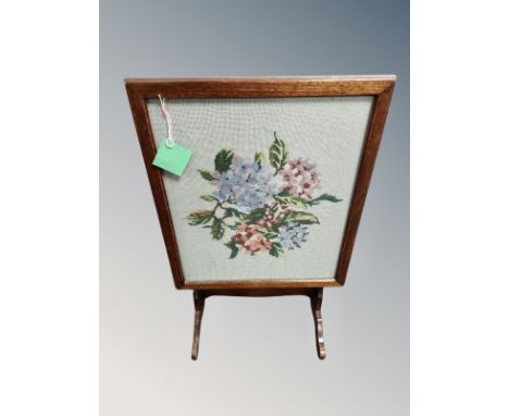 An oak tapestry firescreen 