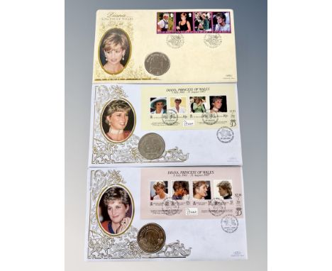 Three Diana Princess of Wales first day coin covers 