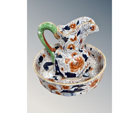 A 19th century Ironstone Imari wash jug and basin 