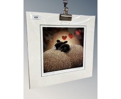 After Lucy Pittaway : Hearts and hugs, colour print, 28 cm x 28 cm, signed in pencil 